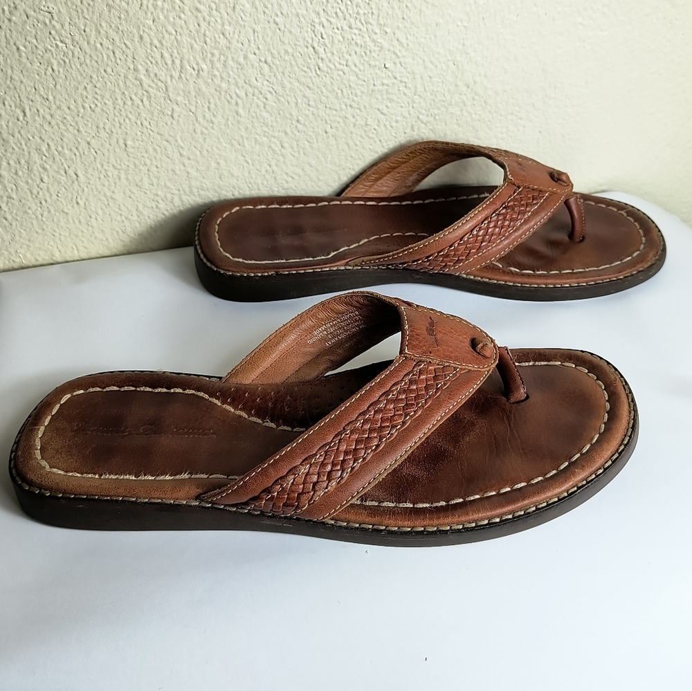 Tommy Bahama Anchors Away Brown Leather Sandals Men's Size 9m View 2